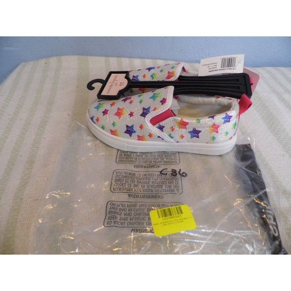 Nanette Lepore Girls Silver & Multicolor Star Sneakers Size Little Kid 11 - Picture 3 of 5